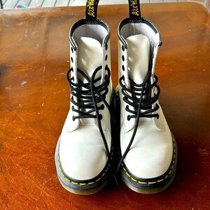 Dr. Martens white leather combat boot